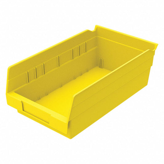 Akro-Mils 30130 Yellow Shelf Bin, 11-5/8"L x 6-5/8"W x 4"H, Load Capacity: 15 lb