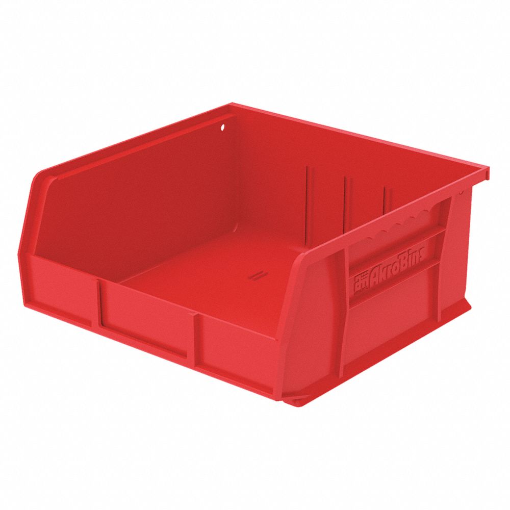 Red Hang and Stack Bin, 10-7/8"L x 11"W x 5"H, Outside Width: 11 in
