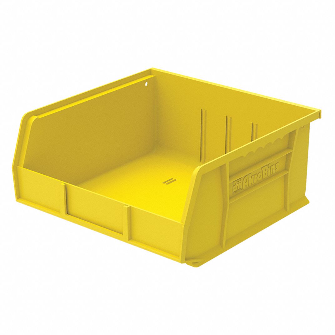 Akro-Mils 30235 Yellow Hang and Stack Bin, 10-7/8"L x 11"W x 5"H