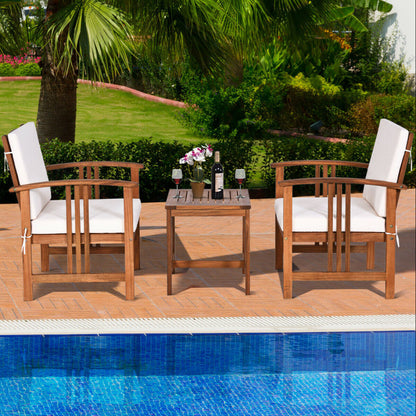 3-Piece Solid Wood Outdoor Sofa Furniture Set