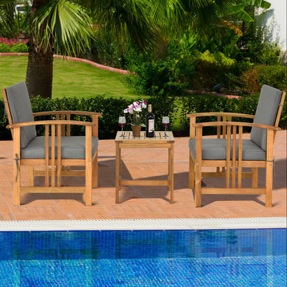 3-Piece Solid Wood Outdoor Sofa Furniture Set