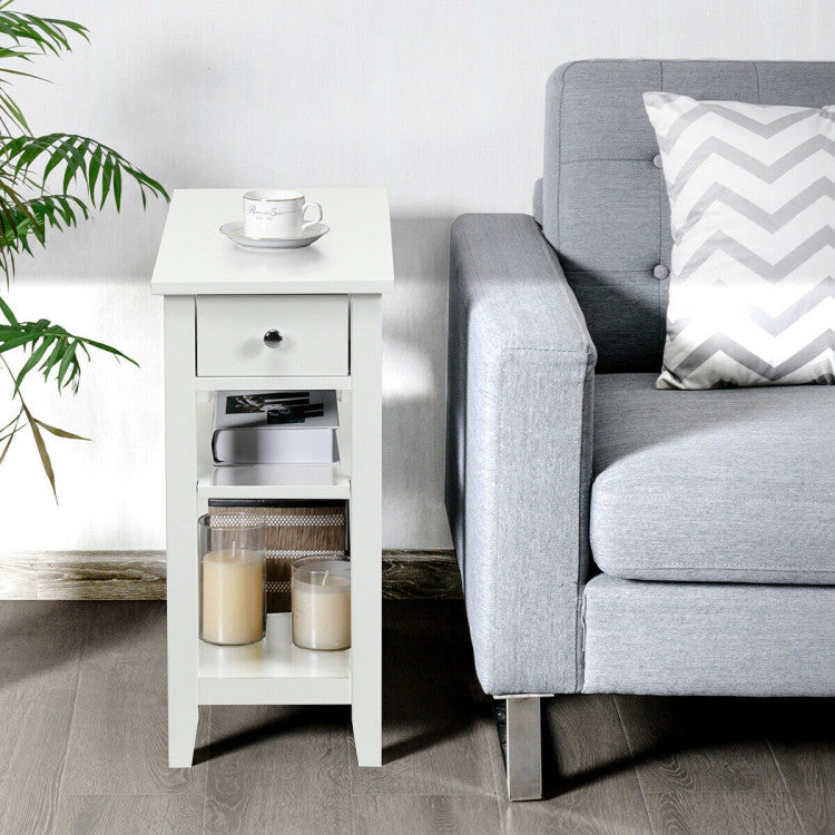 3-Tier End Table with Drawer slideway and Double Shelves