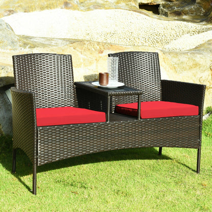 Modern Patio Set with Built-in Coffee Table and Cushions