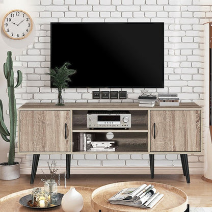 TV Stand with 2 Storage Cabinets and 2 Open Shelves