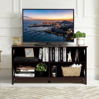 Wooden TV Stand Entertainment Media Center with Cable Management for Home