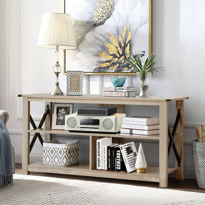 Modern Farmhouse TV Stand Entertainment Center for TV's up to 55-Inch with Open Shelves