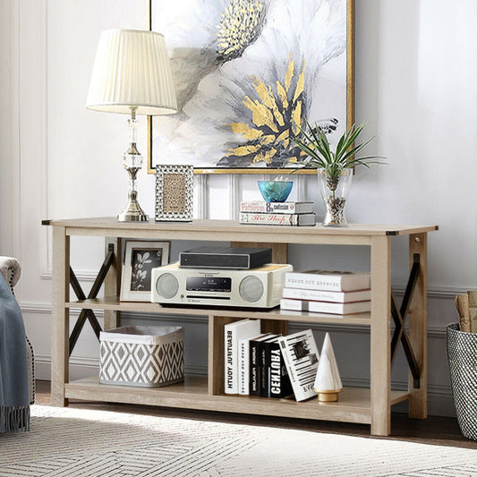 Modern Farmhouse TV Stand Entertainment Center for TV's up to 55-Inch with Open Shelves