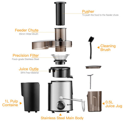 Centrifugal Juice Machine with Wide Mouth and 2 Speed Mode