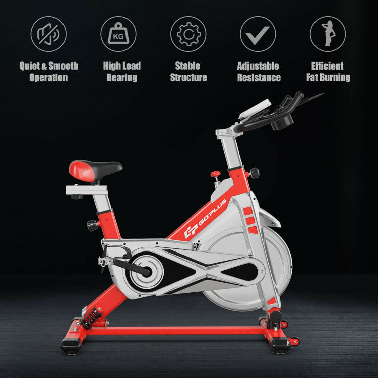 Stationary Silent Belt Adjustable Exercise Bike with Phone Holder and Electronic Display