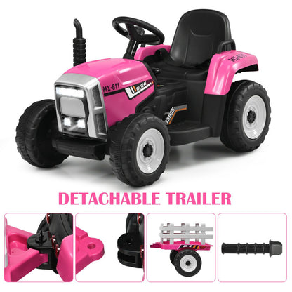 12V Ride-on Tractor with 3-Gear-Shift Ground Loader for Kids 3+ Years Old