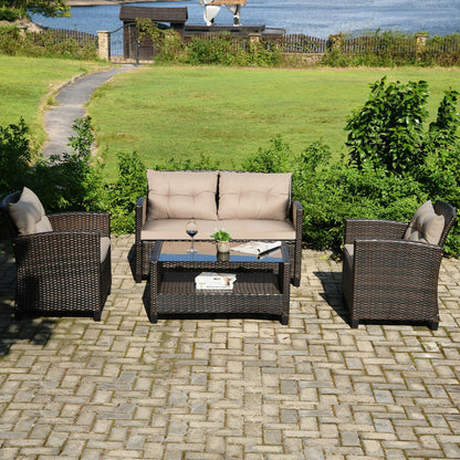 4-Piece Outdoor Rattan Furniture Set