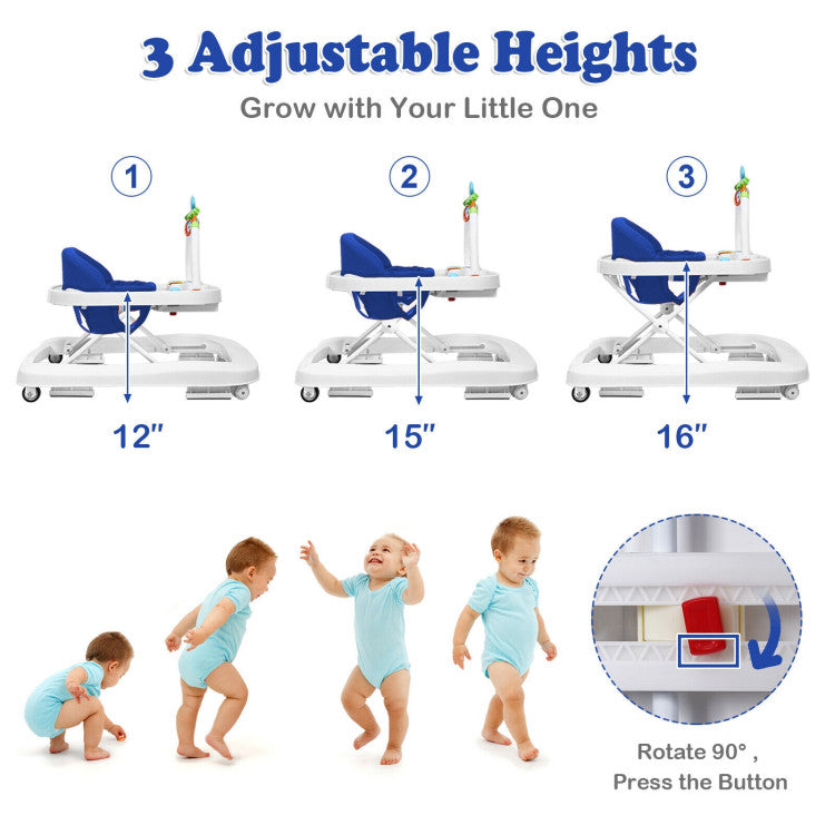 2-in-1 Foldable Baby Walker with Adjustable Height