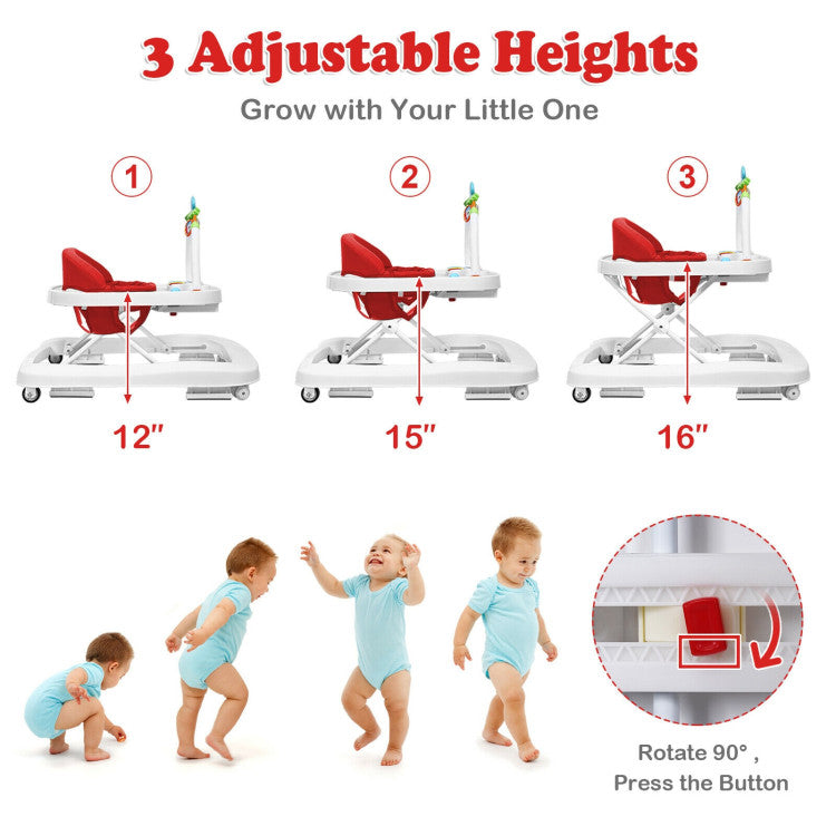 2-in-1 Foldable Baby Walker with Adjustable Height