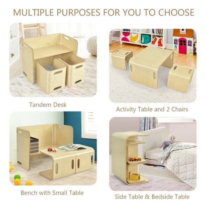 3 Piece Kids Wooden Table and Chair Set