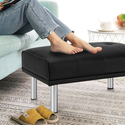 Ottoman Footrest Stool PU Leather Seat with Metal Legs