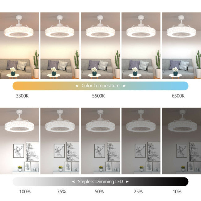 23 Inch Ceiling Fan with LED Light and Remote Control