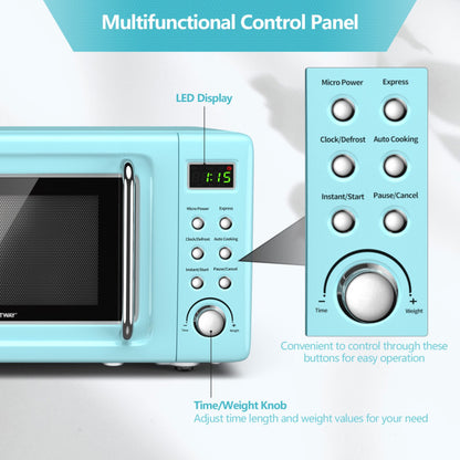 700W Retro Countertop Microwave Oven with 5 Micro Power and Auto Cooking Function