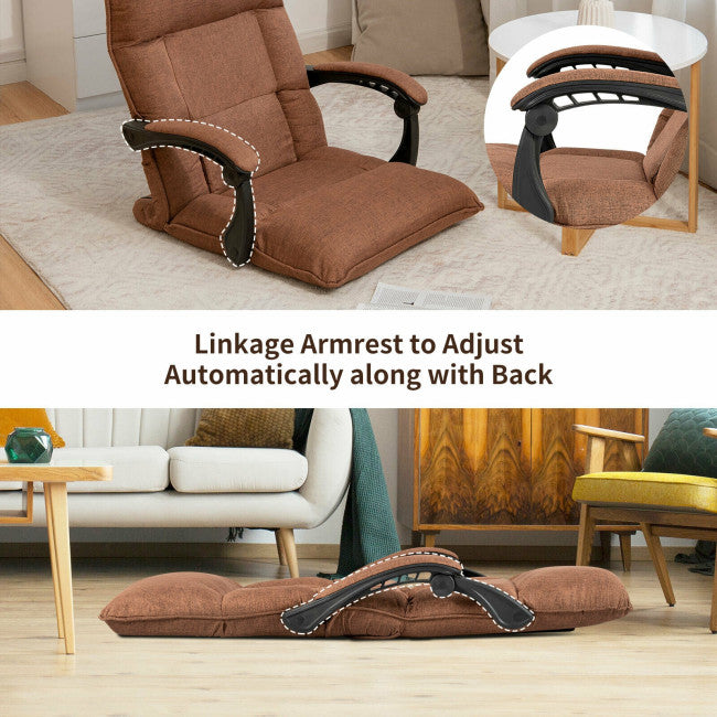 14-Position Floor Chair Lazy Sofa with Adjustable Back Headrest Waist