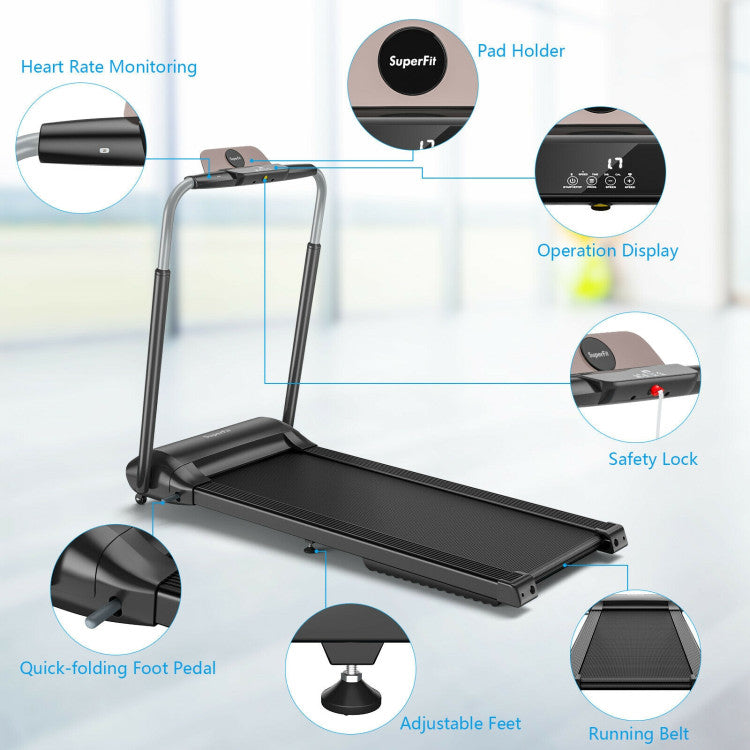 Compact Folding Treadmill with Touch Screen APP Control