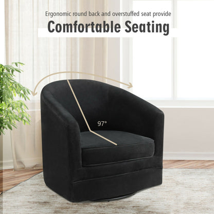 Modern Swivel Barrel Chair with Metal Base