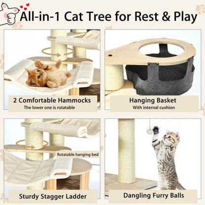 77.5-Inch Cat Tree Condo Multi-Level Kitten Activity Tower with Sisal Posts