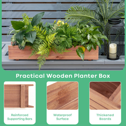 Wooden Decorative Planter Box for Garden, Yard, and Window