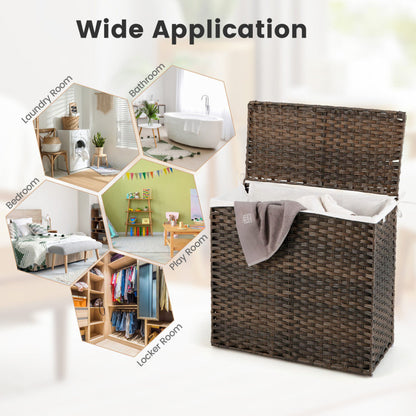 10L 3-Section Laundry Hamper with Liner Bag and Handle