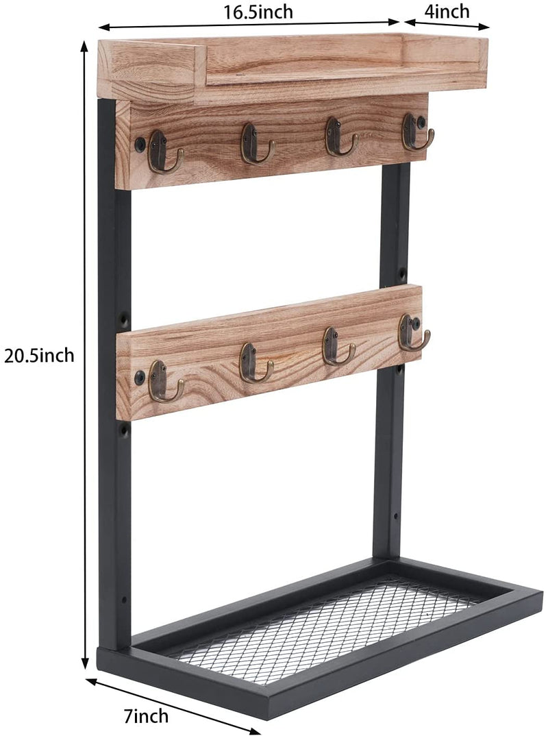X-cosrack Rustic Countertop Coffee Mug Rack Holder with Wire Stand,2 Tier Wall Mounted Rack Holder for Coffee Mug Cups, Display Organizer Hook for Home & Kitchen,Hold 8 Mugs