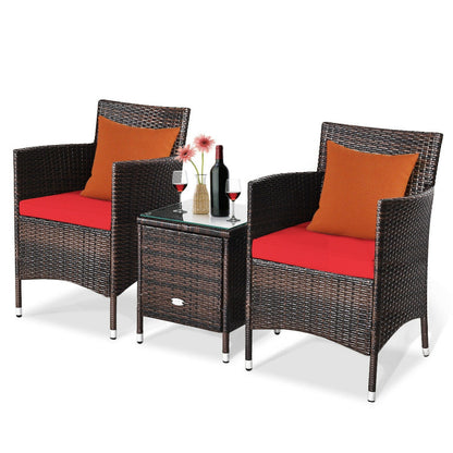 3-Piece Ergonomic Wicker Patio Conversation Set