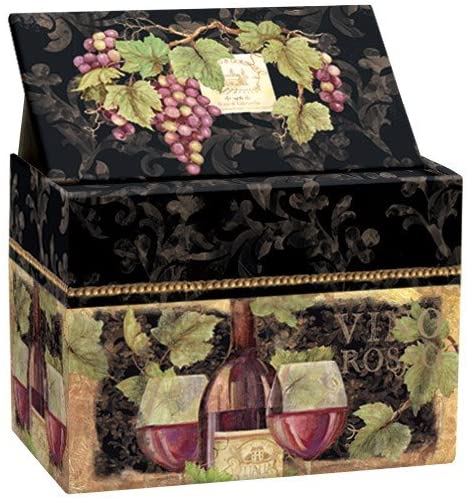 Gilded Wine Card Recipe Box, Small, MULTI