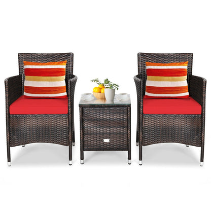 3-Piece Ergonomic Wicker Patio Conversation Set