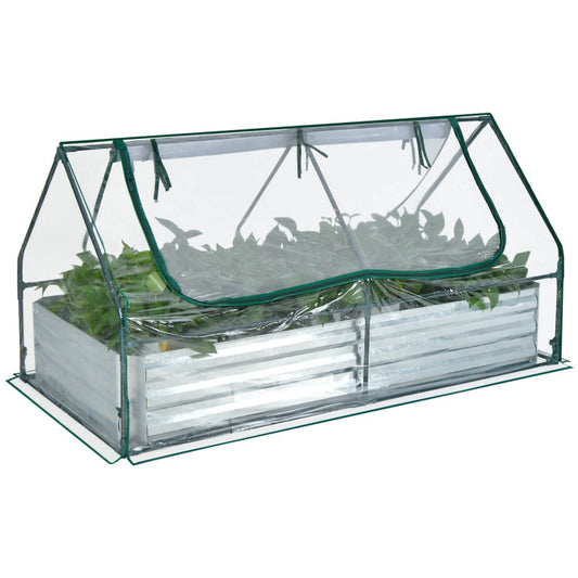6 x 3 x 3 ft Galvanized Raised Garden Bed with Greenhouse