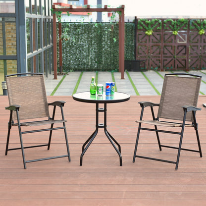 3-Piece Bistro Patio Garden Furniture Set of Round Table and Folding Chairs