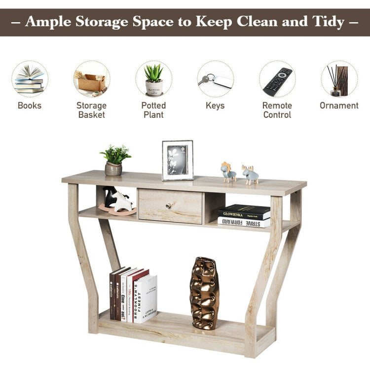 Costway Console Hall Table with Storage Drawer and Shelf