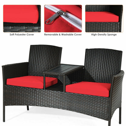 Modern Patio Set with Built-in Coffee Table and Cushions