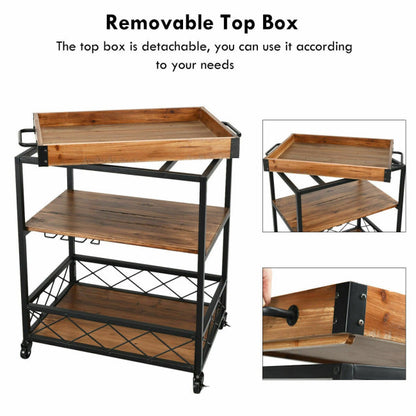 3 Tier Serving Dining Storage Shelf Rolling Kitchen Trolley