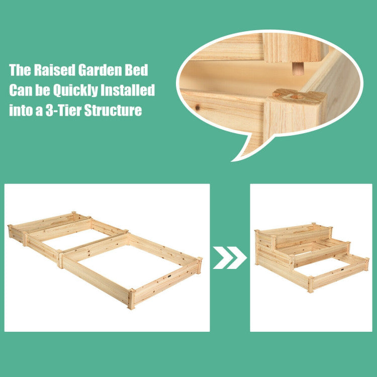 3-Tier Elevated Wooden Vegetable Garden Bed