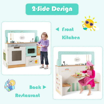 Costway 2-in-1 Kids Wooden Pretend Cooking Playset Toy