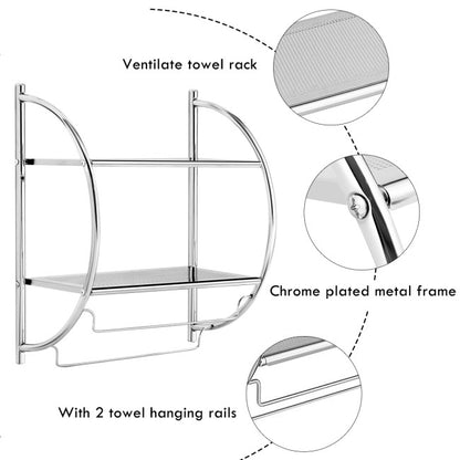 2-Tier Wall Mount Shower Organizer Towel Storage Rack