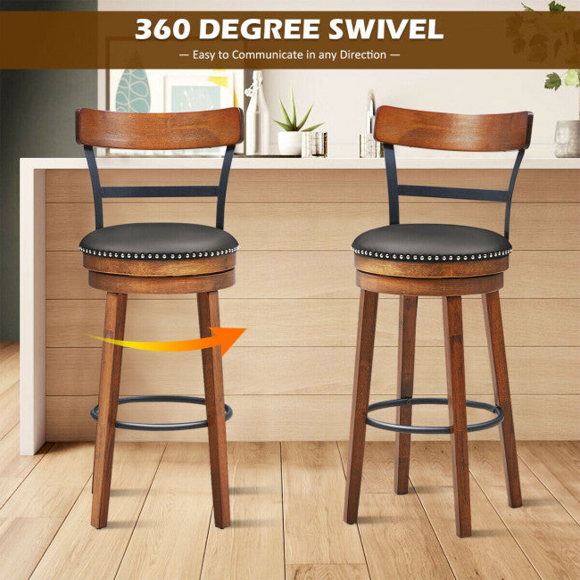 Set of 2 30.5 Inches Swivel Pub Height Dining Chair