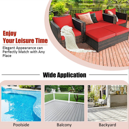 5 Pieces Patio Cushioned Rattan Furniture Set