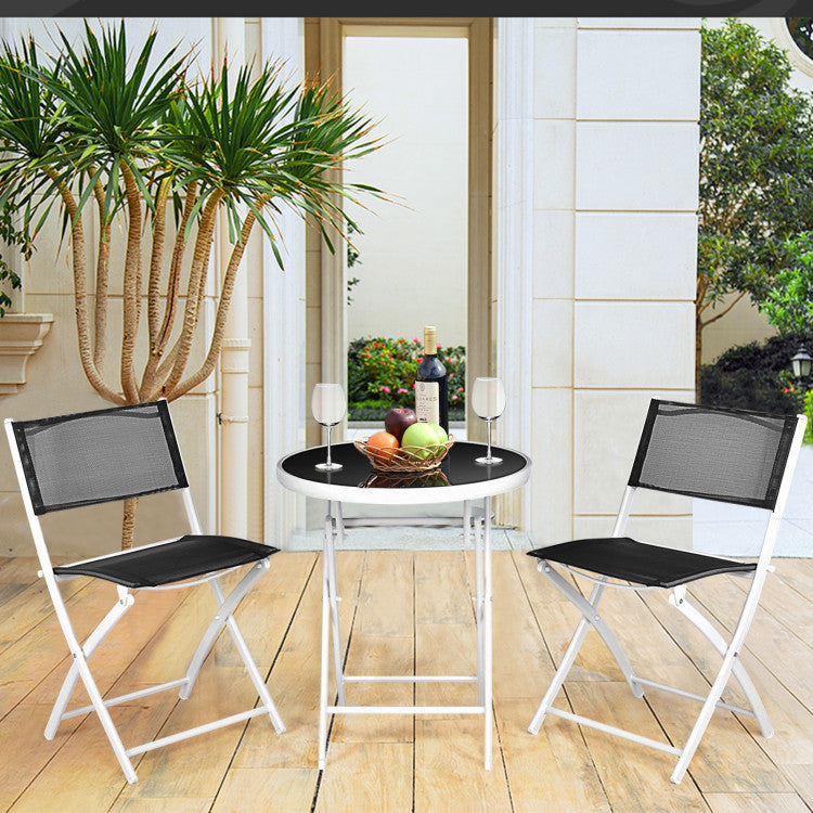 3-Piece Patio Folding Bistro Set for Balcony or Outdoor Space