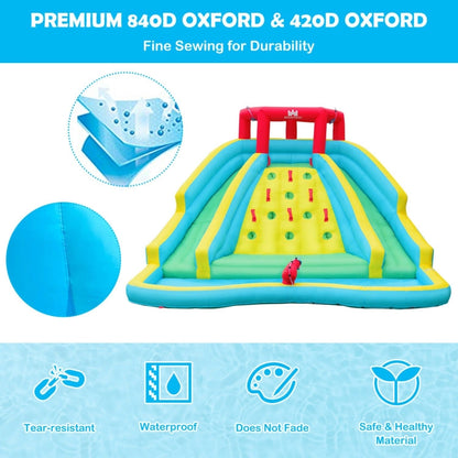 Inflatable Water Park Bounce House with Double Slide and Climbing Wall