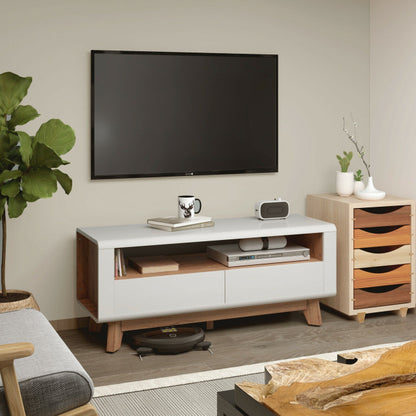 Entertainment Center with 2 Pull-Out Drawers and Open Compartment