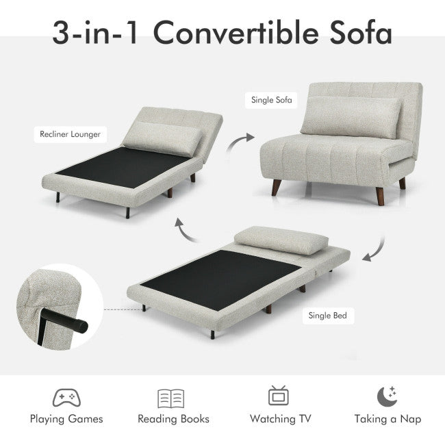 3 Position Folding Convertible Sofa Bed with Pillow