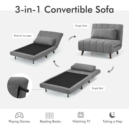 3 Position Folding Convertible Sofa Bed with Pillow