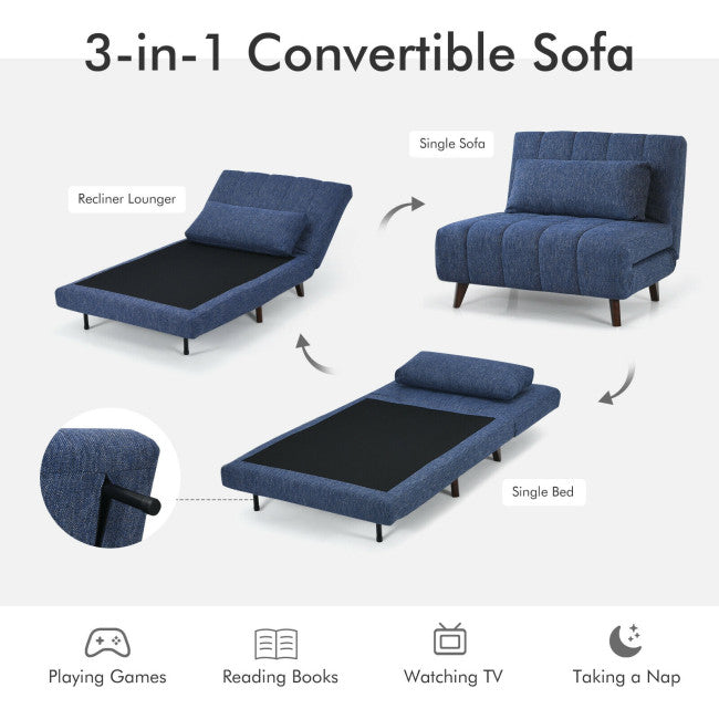 3 Position Folding Convertible Sofa Bed with Pillow