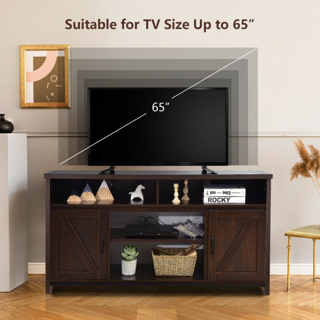 59 Inch TV Stand Media Center Console Cabinet with Barn Door for TV's 65 Inch