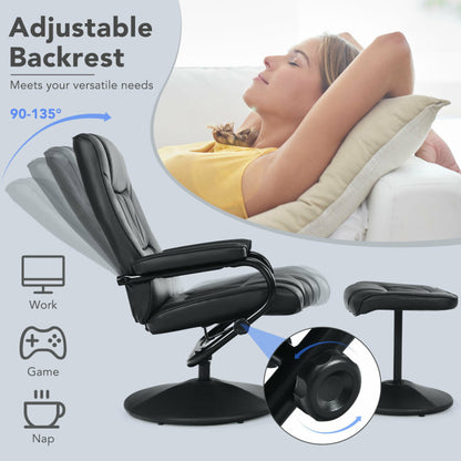 360° PVC Leather Swivel Recliner Chair with Ottoman