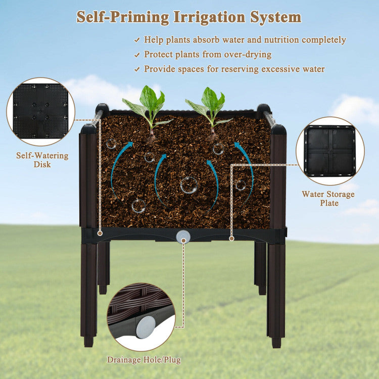 2-Set Elevated Plastic Raised Garden Bed Planter Kit